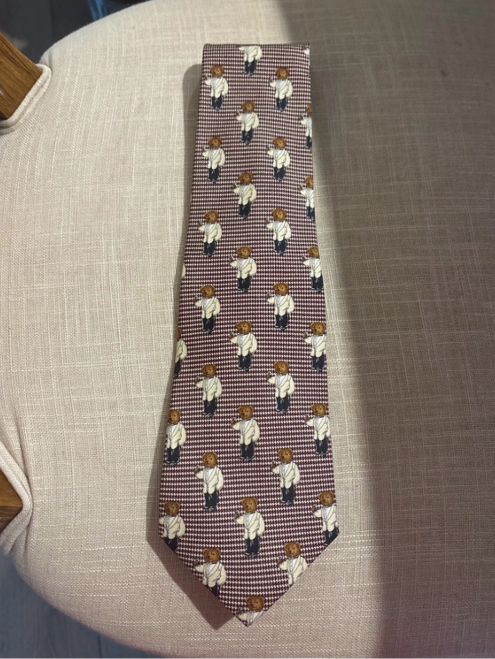 Vintage Polo Ralph Lauren Martini Polo Bear Silk Tie Necktie Tuxedo Houndstooth
